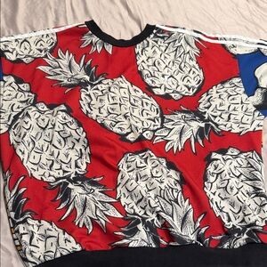 adidas Red and Blue Pineapple Print Sweater
